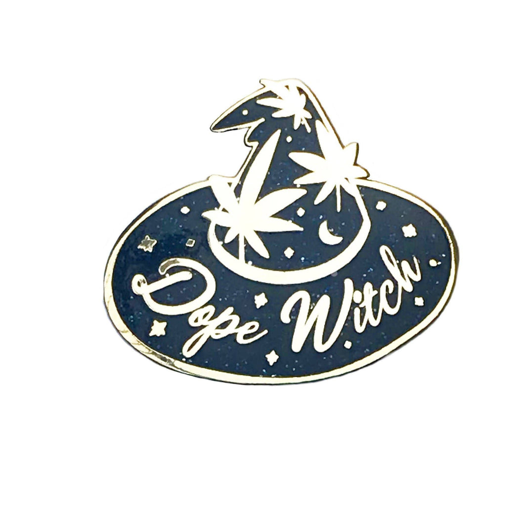 Dope Witch Enamel Pin Black Glitter