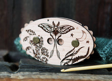 Load image into Gallery viewer, Luna Moth Cherry Wood Knitting Row Counter with Stars &amp; Moon
