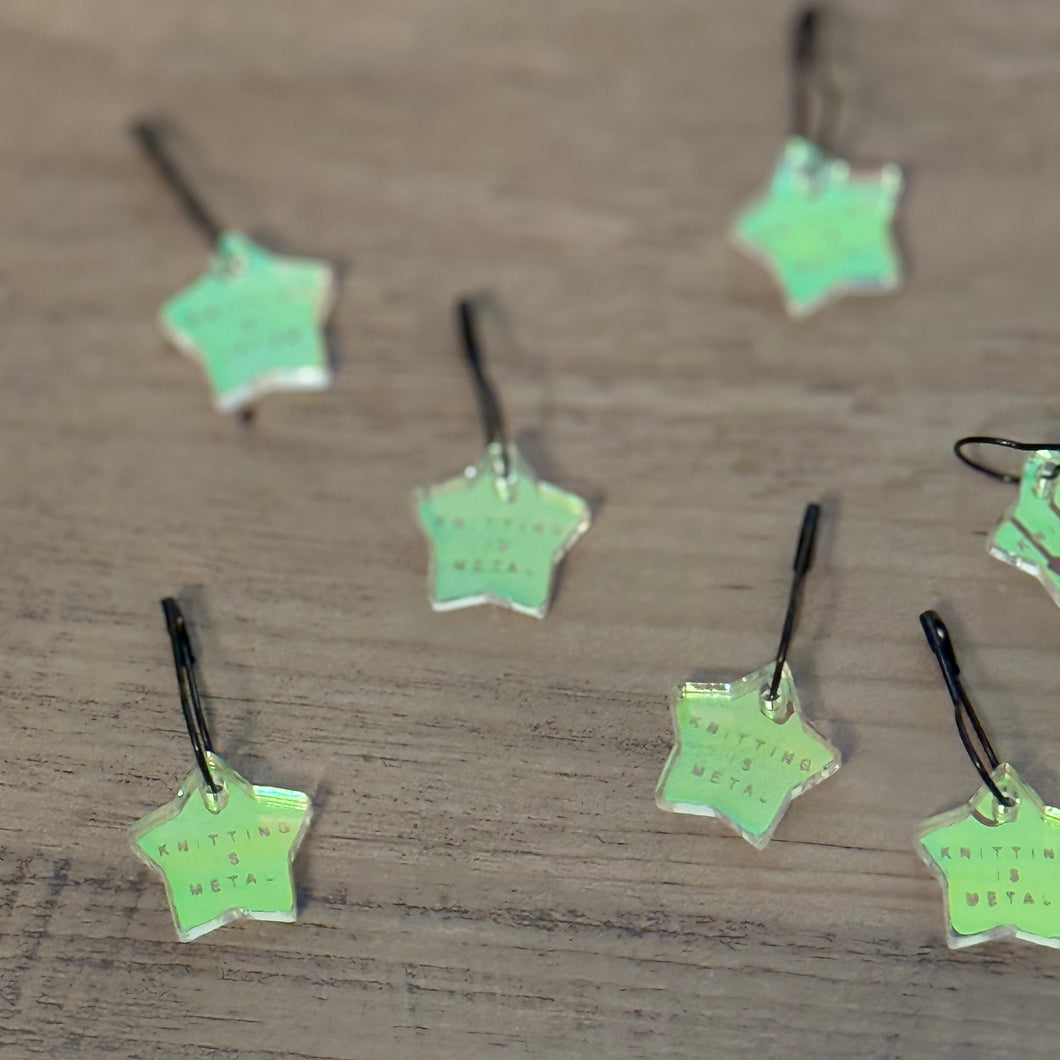 Knitting is Metal Star Acrylic Stitch Markers