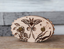 Load image into Gallery viewer, Luna Moth Cherry Wood Knitting Row Counter with Stars &amp; Moon
