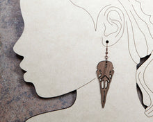 Load image into Gallery viewer, Raven Skull Wood Earrings
