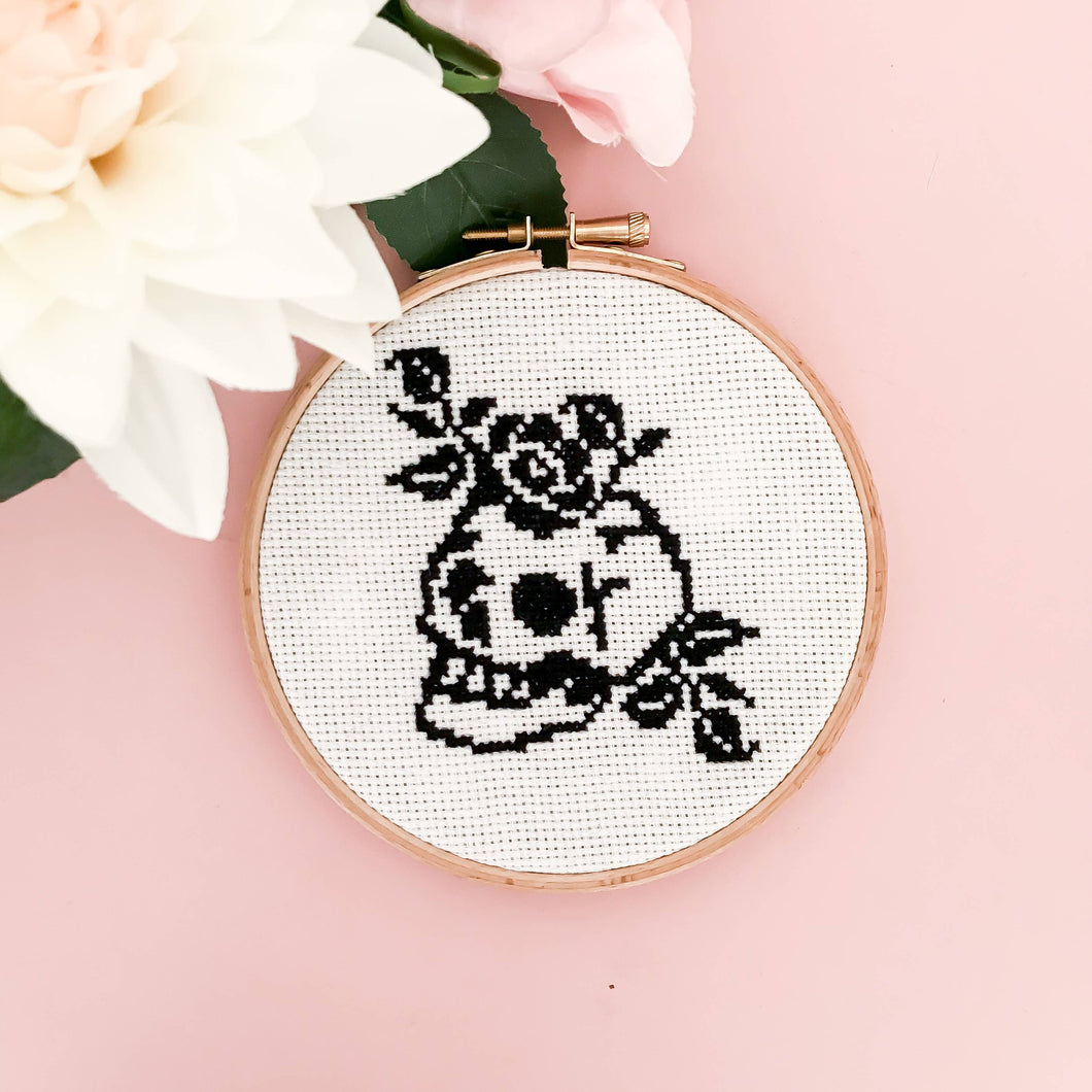 Skull & Roses Modern Cross Stitch Kit